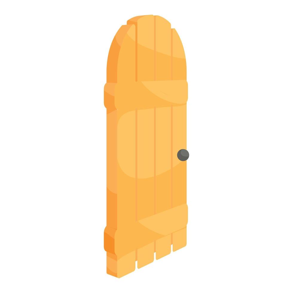 houten deur icoon, tekenfilm stijl vector