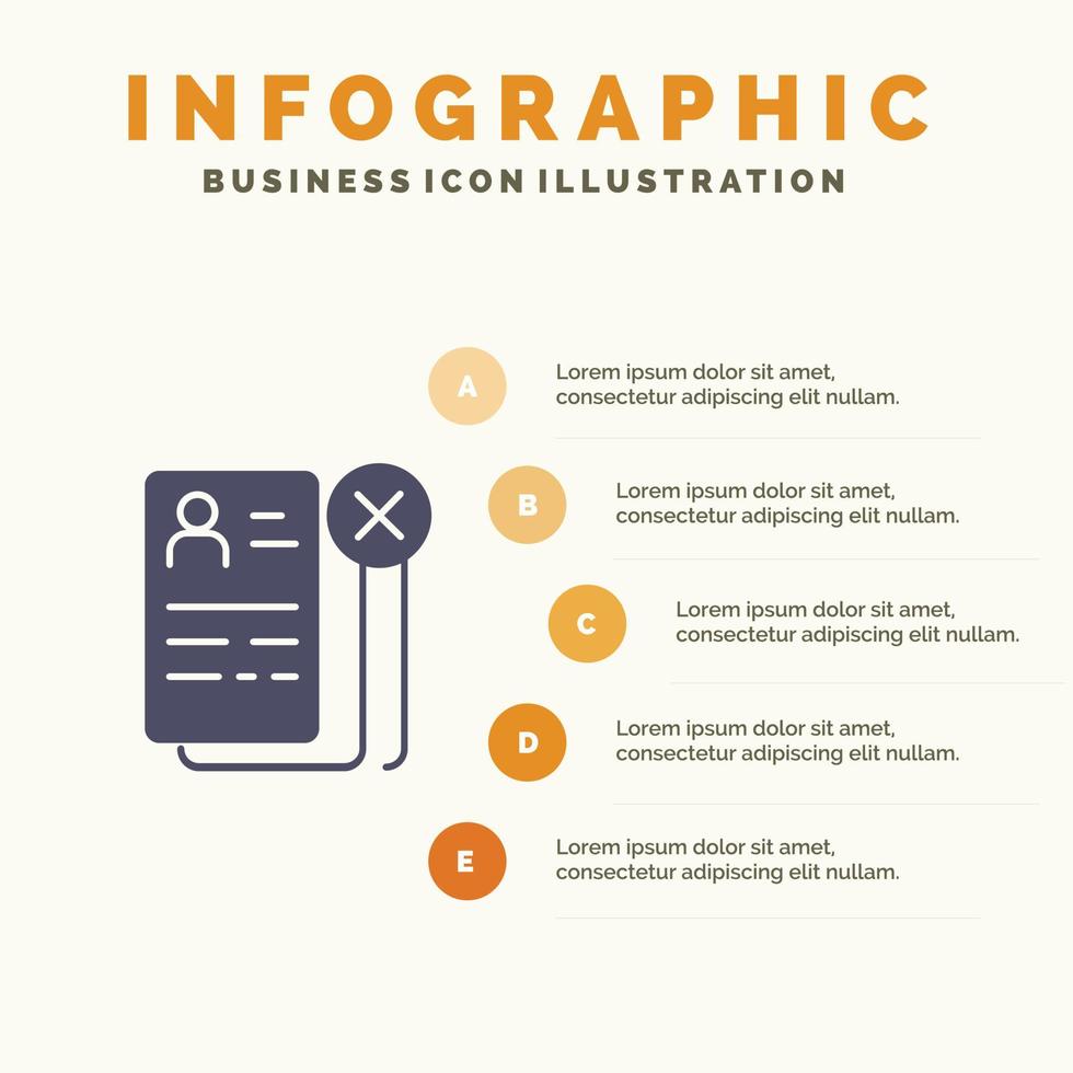 bedrijf carrière CV baan hervat solide icoon infographics 5 stappen presentatie achtergrond vector