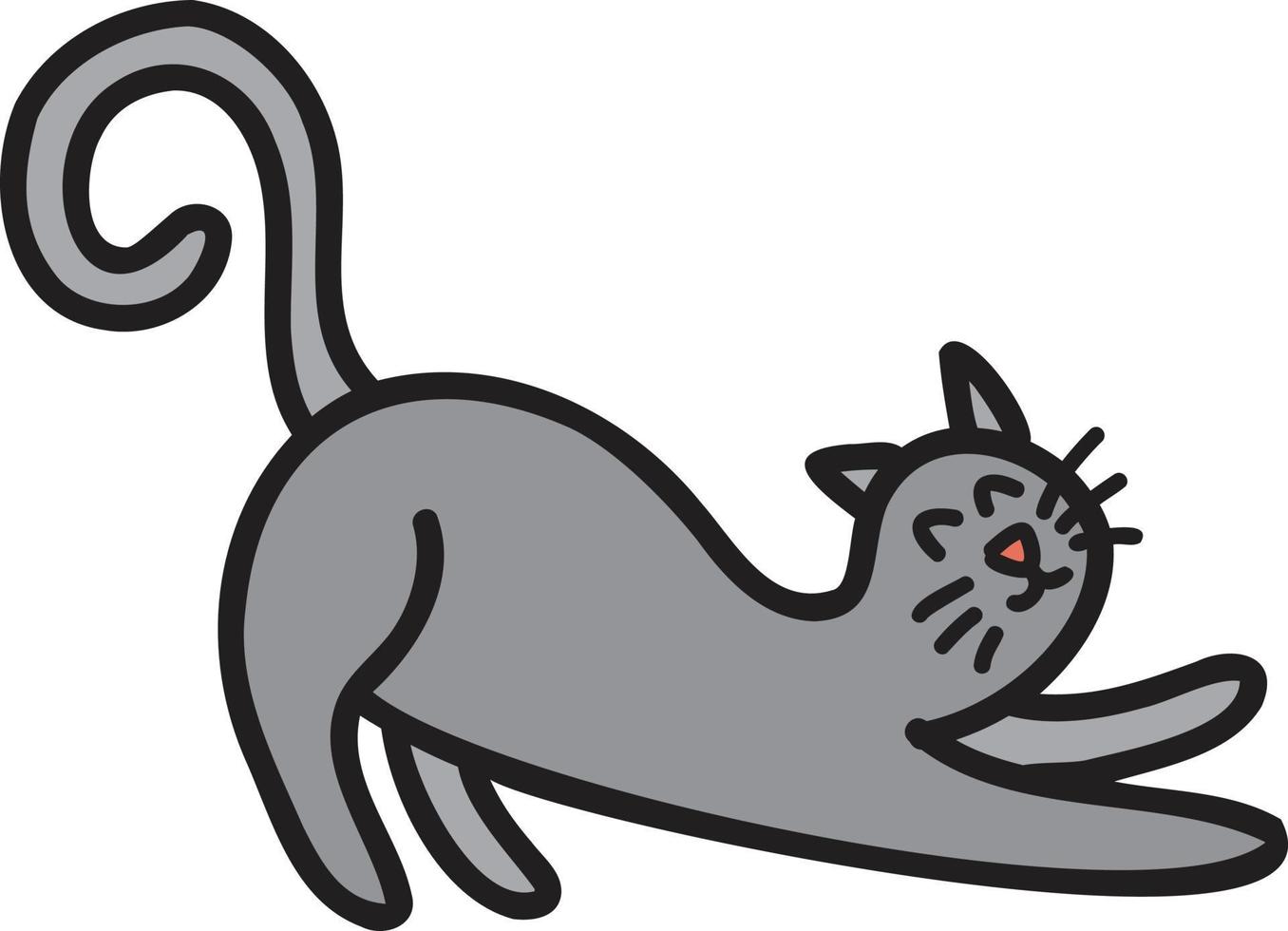 hand- getrokken kat uitrekken lichaam illustratie vector