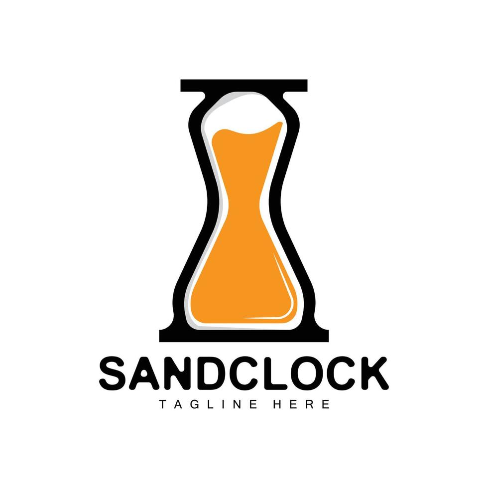 zandloper logo, klok tijd ontwerp, glas en zand stijl, Product merk illustratie en sjabloon vector