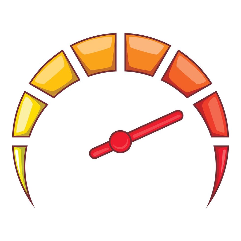 snelheidsmeter Bij maximaal snelheid icoon, tekenfilm stijl vector