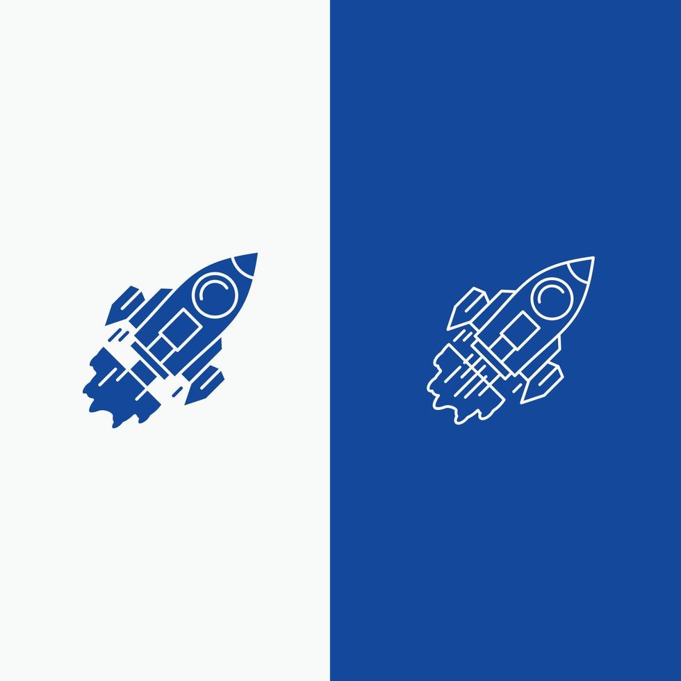 opstarten bedrijf doel lancering missie ruimteschip lijn en glyph solide icoon blauw banier lijn en glyph solide icoon blauw banier vector