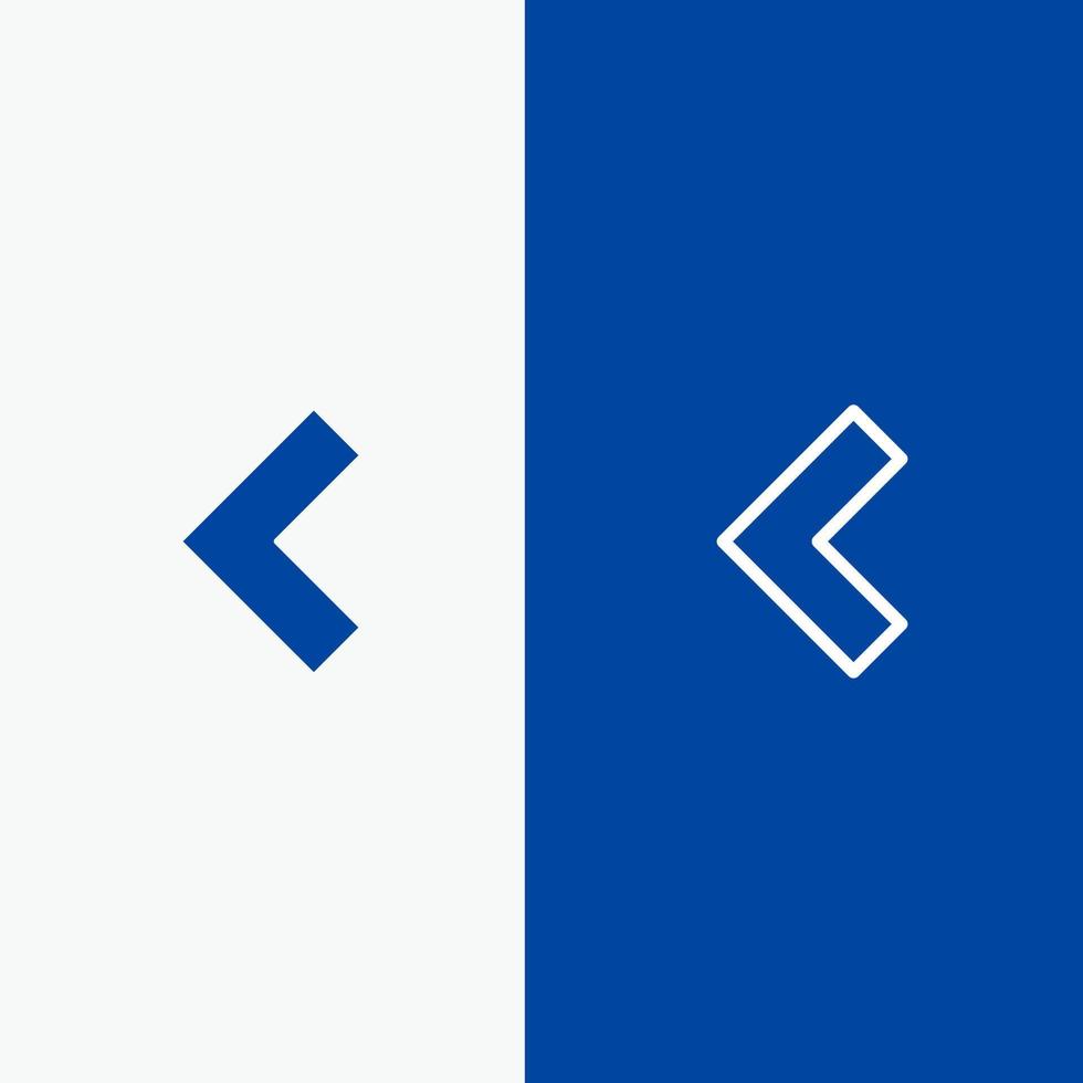 pijl terug links lijn en glyph solide icoon blauw banier lijn en glyph solide icoon blauw banier vector