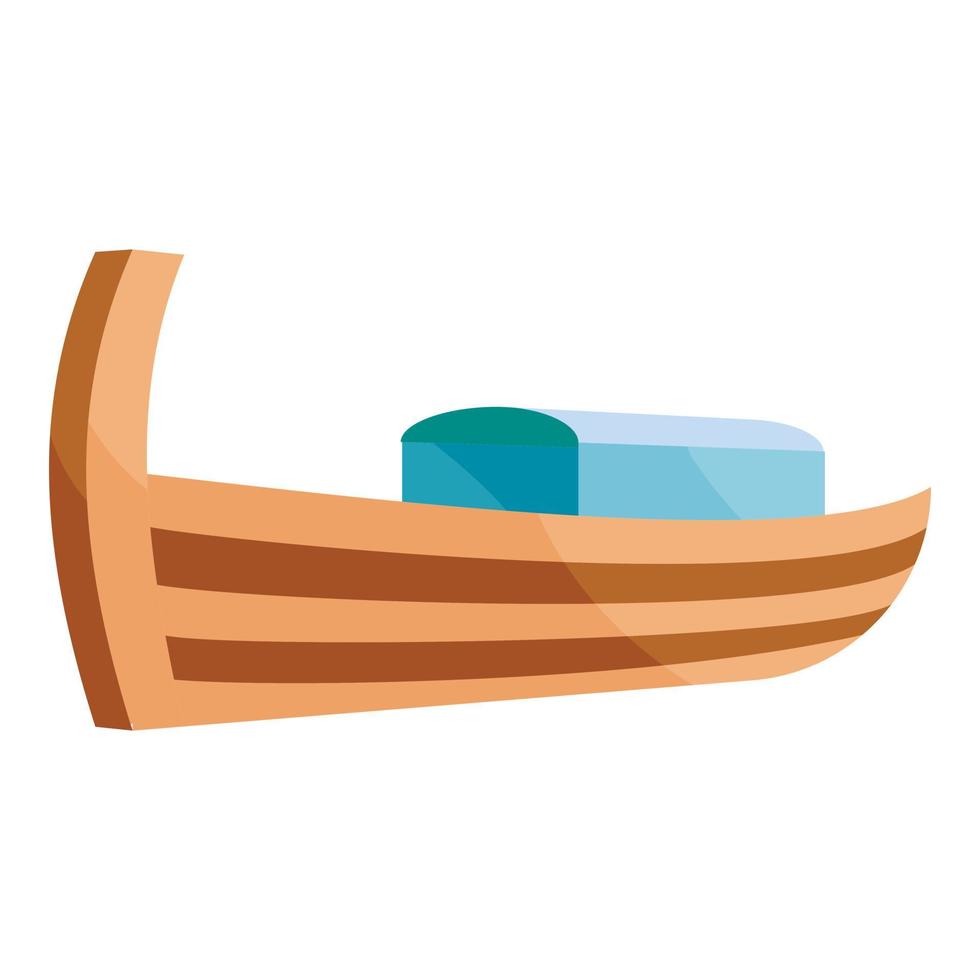 houten boot icoon, tekenfilm stijl vector