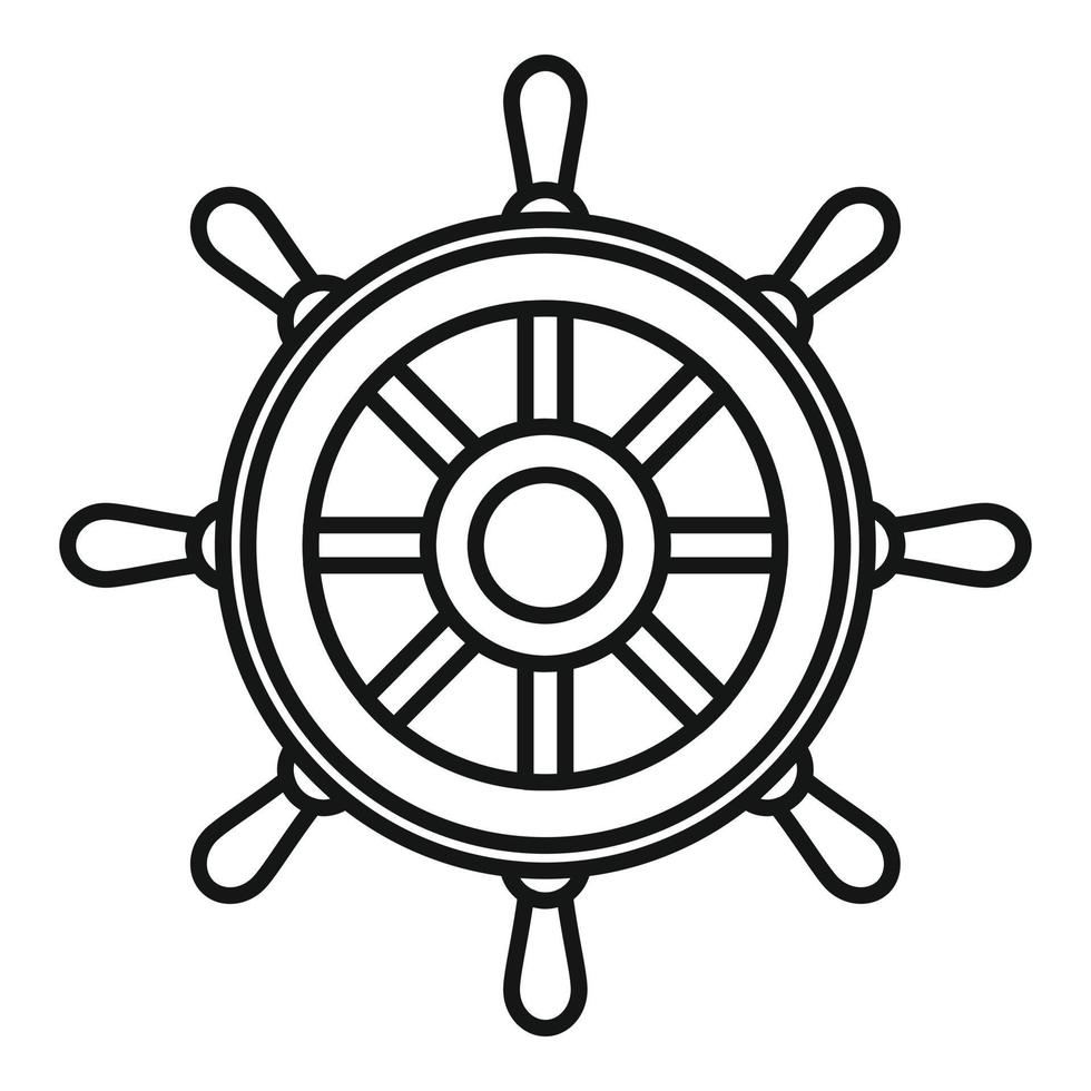 jacht schip wiel icoon, schets stijl vector