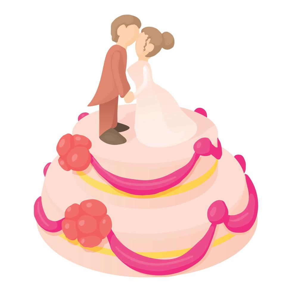 bruiloft taart icoon, tekenfilm stijl vector