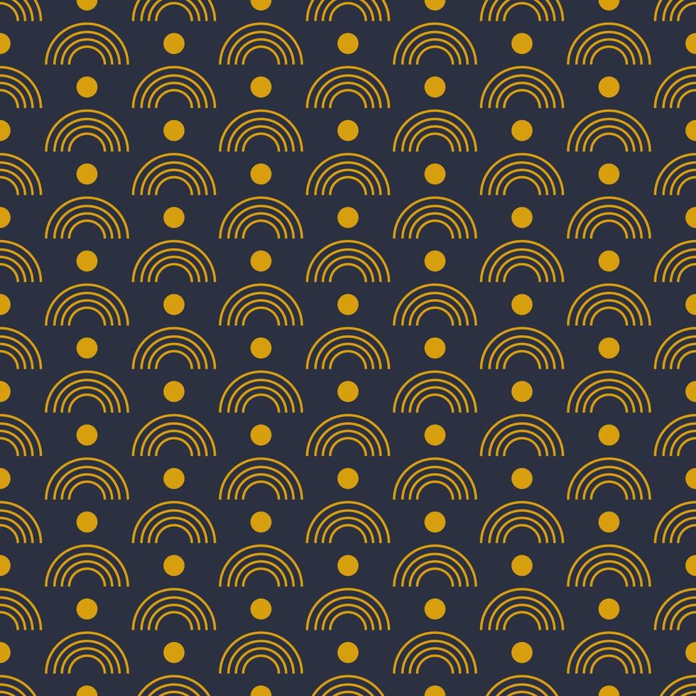 naadloos meetkundig patroon met gouden symbolen Aan donker blauw achtergrond in kunst deco stijl. vector afdrukken voor kleding stof achtergrond