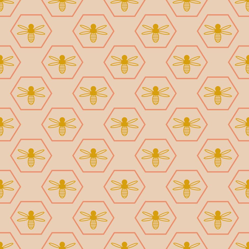 naadloos meetkundig patroon met gouden bij Aan roze achtergrond in kunst deco stijl. vector afdrukken voor kleding stof achtergrond