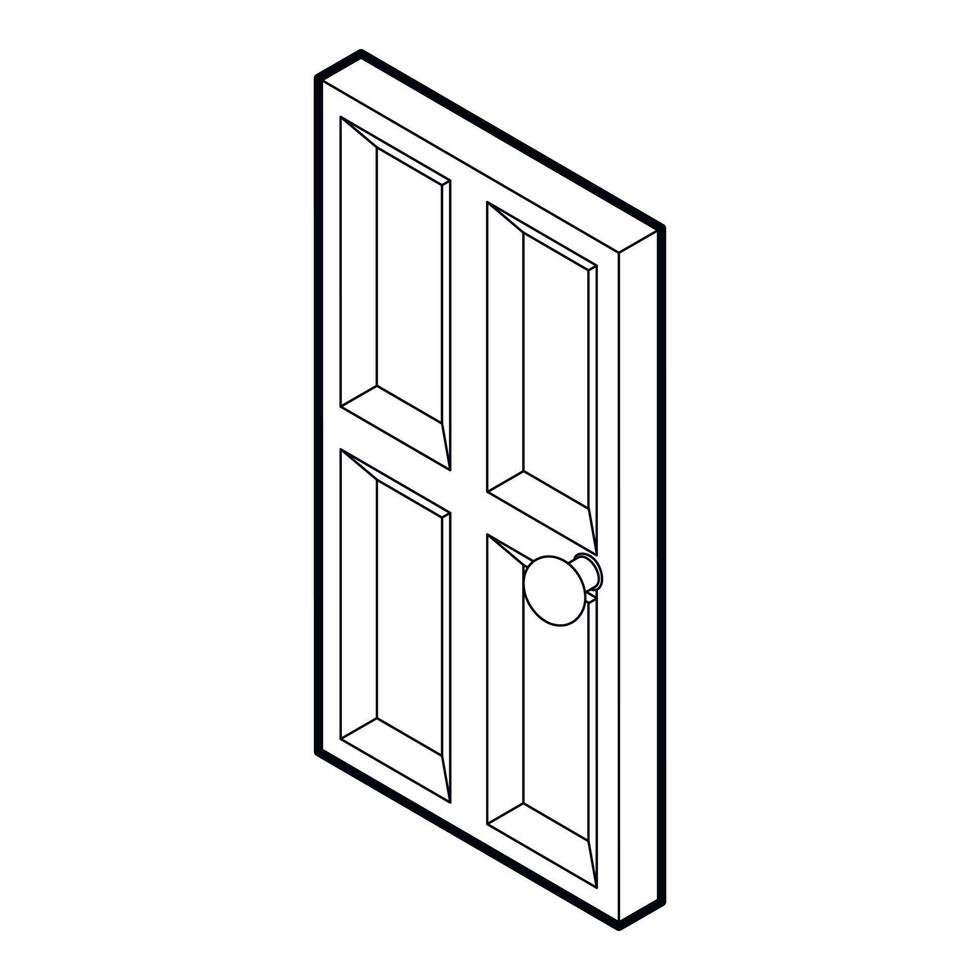 houten deur icoon, schets stijl vector