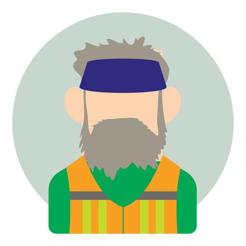 avatar Mens met baard icoon, vlak stijl vector