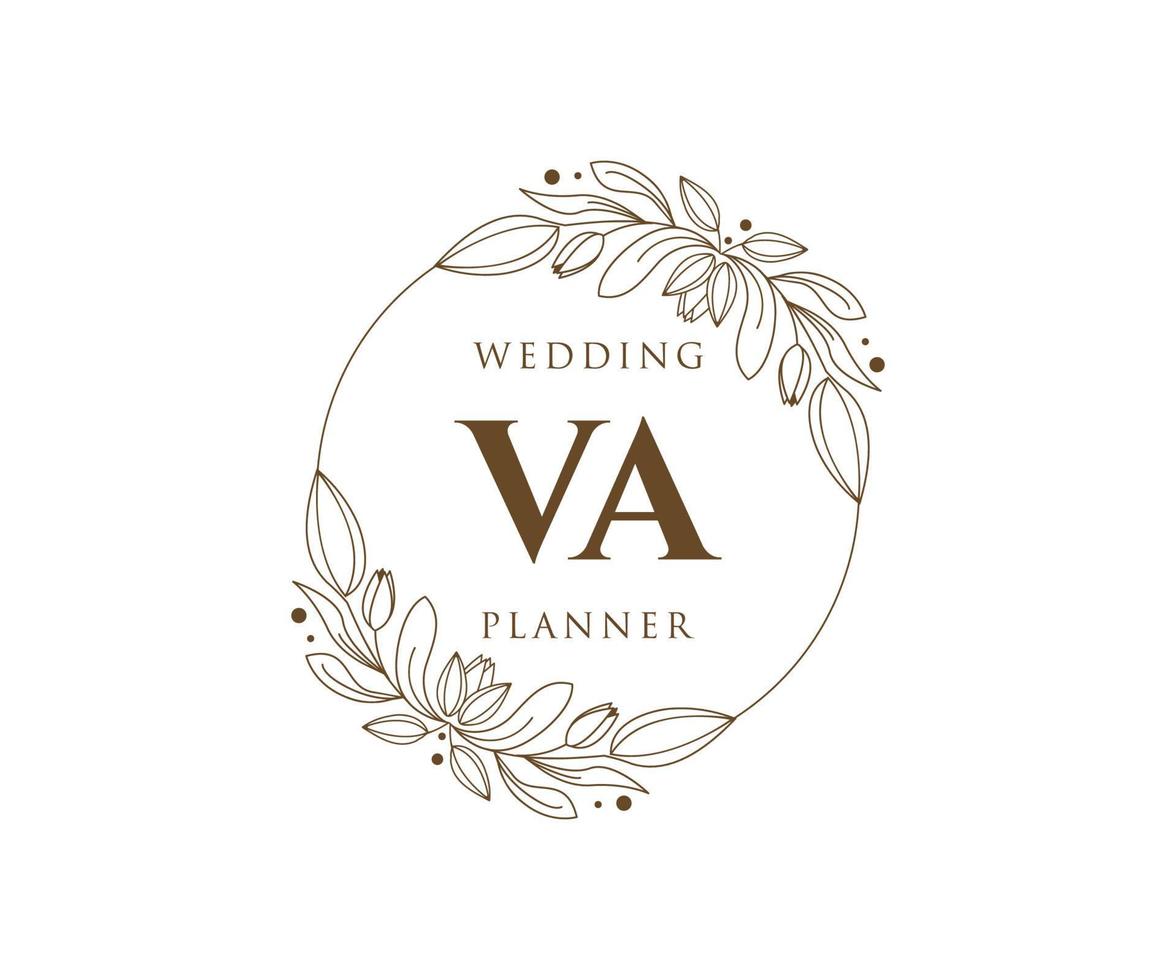 va initialen brief bruiloft monogram logos verzameling, hand- getrokken modern minimalistisch en bloemen Sjablonen voor uitnodiging kaarten, opslaan de datum, elegant identiteit voor restaurant, boetiek, cafe in vector