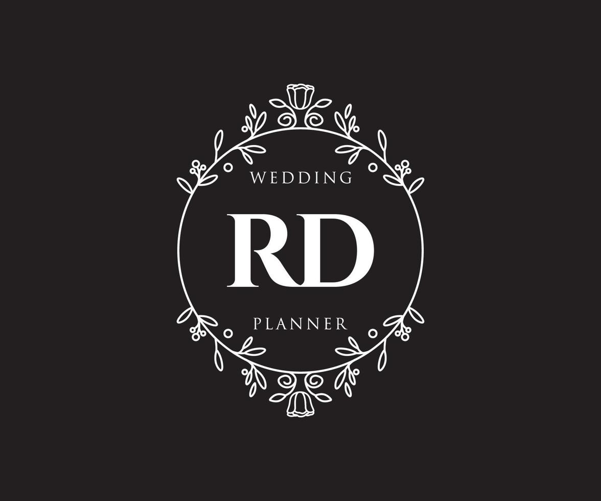 rd initialen brief bruiloft monogram logos verzameling, hand- getrokken modern minimalistisch en bloemen Sjablonen voor uitnodiging kaarten, opslaan de datum, elegant identiteit voor restaurant, boetiek, cafe in vector