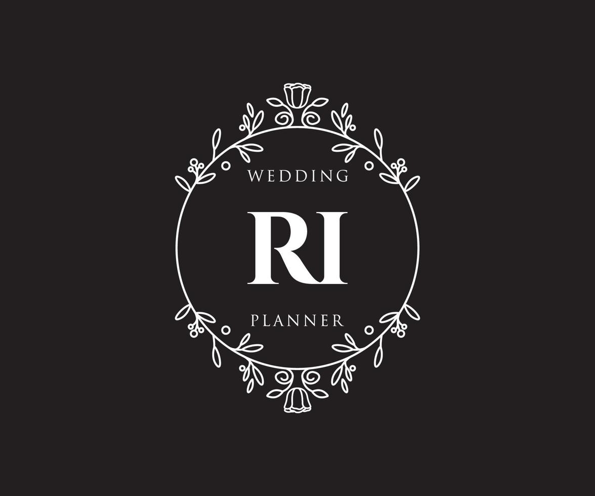 ri initialen brief bruiloft monogram logos verzameling, hand- getrokken modern minimalistisch en bloemen Sjablonen voor uitnodiging kaarten, opslaan de datum, elegant identiteit voor restaurant, boetiek, cafe in vector