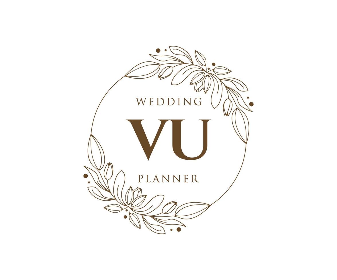 vu initialen brief bruiloft monogram logos verzameling, hand- getrokken modern minimalistisch en bloemen Sjablonen voor uitnodiging kaarten, opslaan de datum, elegant identiteit voor restaurant, boetiek, cafe in vector