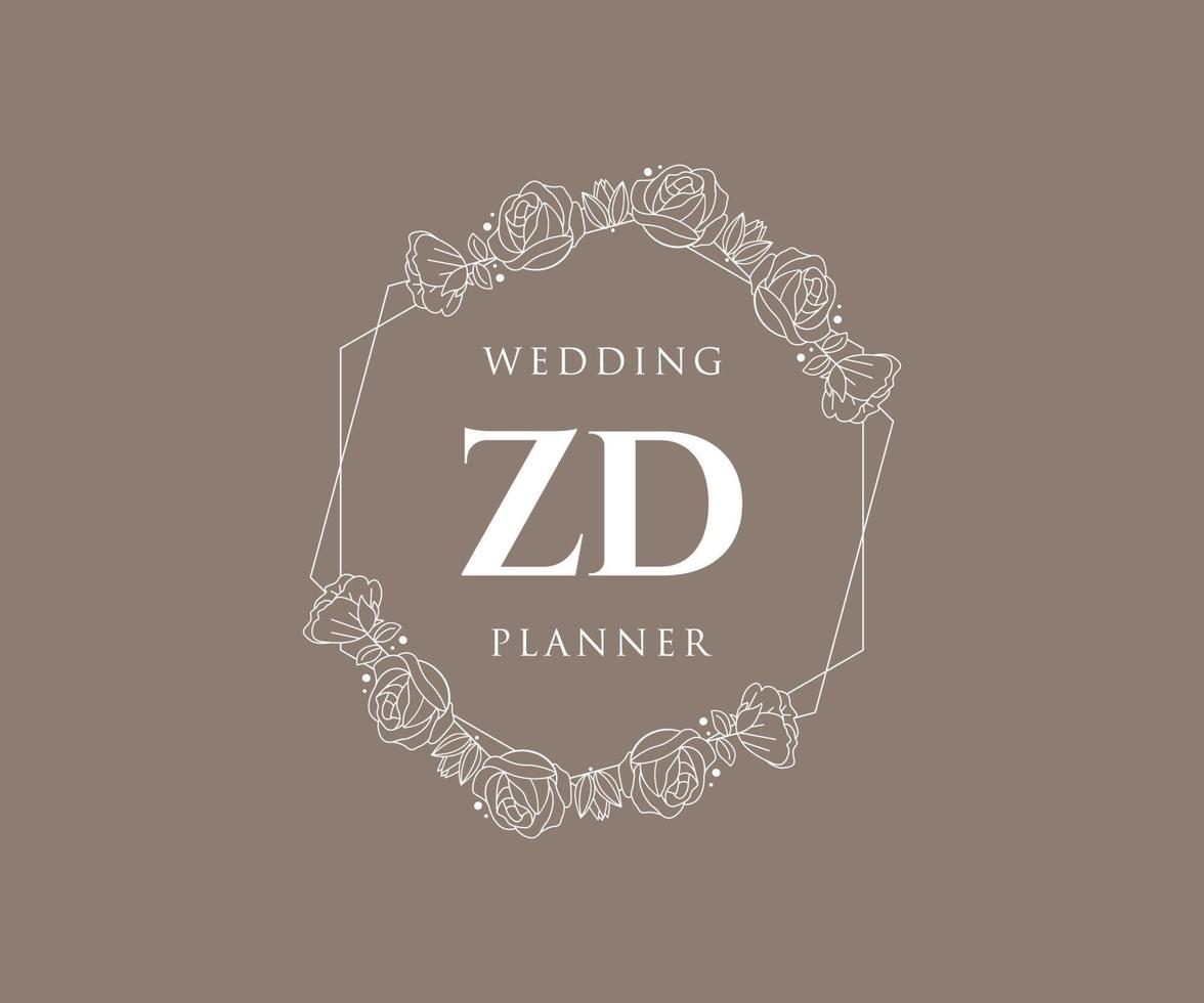 zd initialen brief bruiloft monogram logos verzameling, hand- getrokken modern minimalistisch en bloemen Sjablonen voor uitnodiging kaarten, opslaan de datum, elegant identiteit voor restaurant, boetiek, cafe in vector