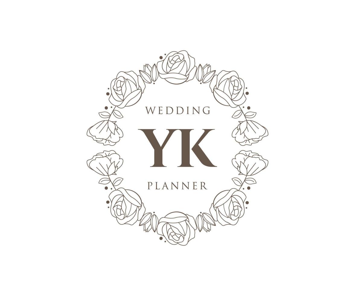 yk initialen brief bruiloft monogram logos verzameling, hand- getrokken modern minimalistisch en bloemen Sjablonen voor uitnodiging kaarten, opslaan de datum, elegant identiteit voor restaurant, boetiek, cafe in vector