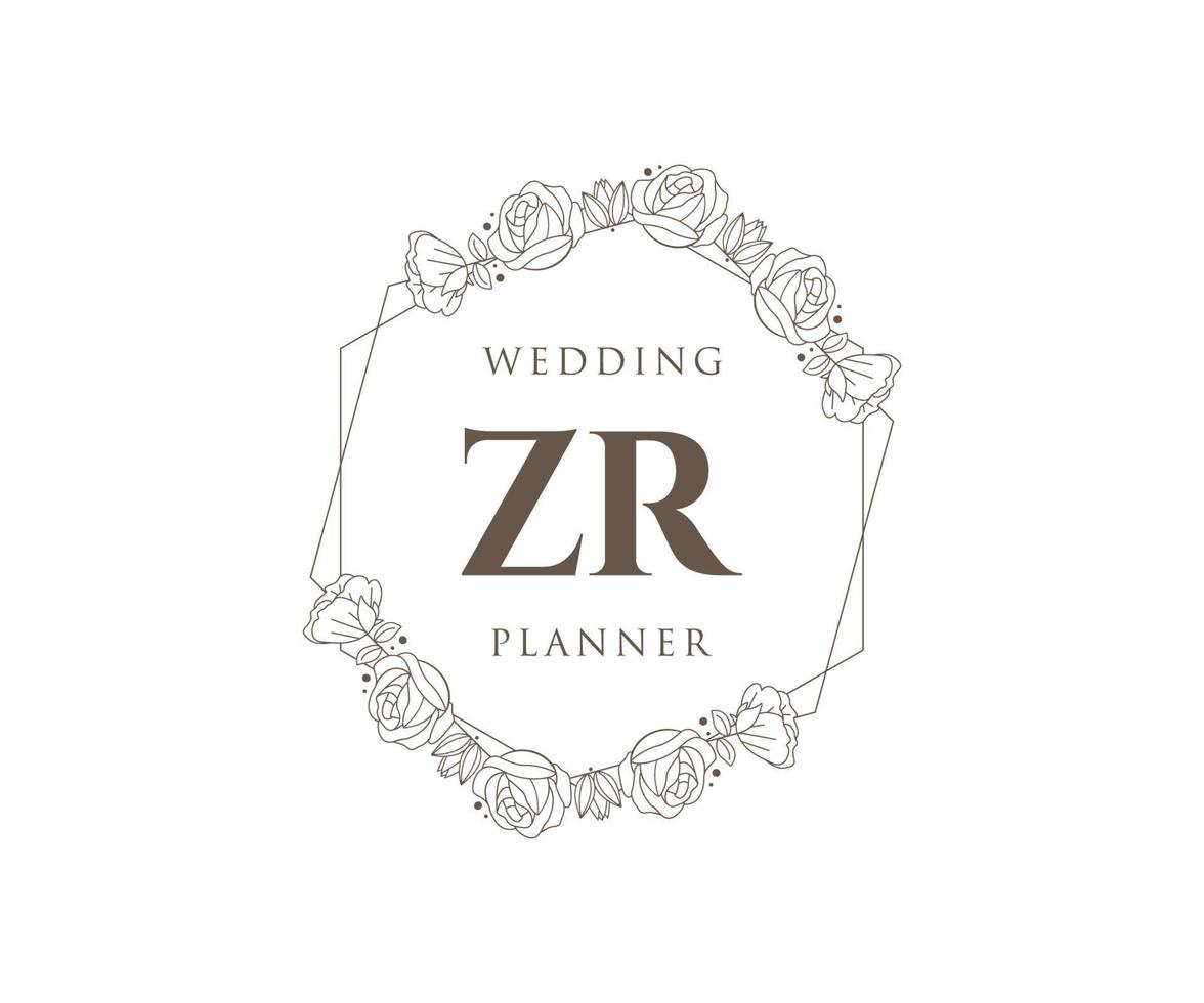 zr initialen brief bruiloft monogram logos verzameling, hand- getrokken modern minimalistisch en bloemen Sjablonen voor uitnodiging kaarten, opslaan de datum, elegant identiteit voor restaurant, boetiek, cafe in vector