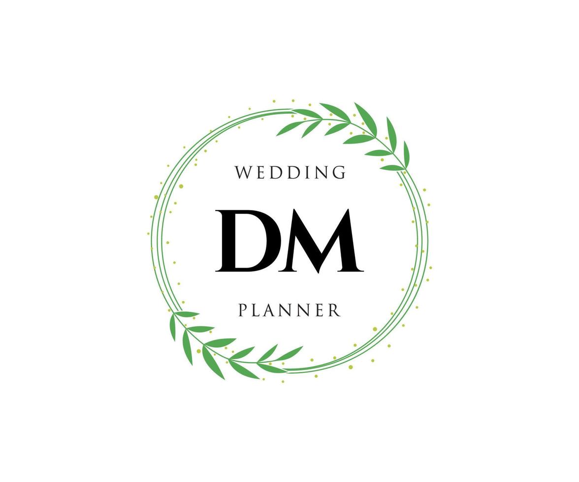 dm initialen brief bruiloft monogram logos verzameling, hand- getrokken modern minimalistisch en bloemen Sjablonen voor uitnodiging kaarten, opslaan de datum, elegant identiteit voor restaurant, boetiek, cafe in vector