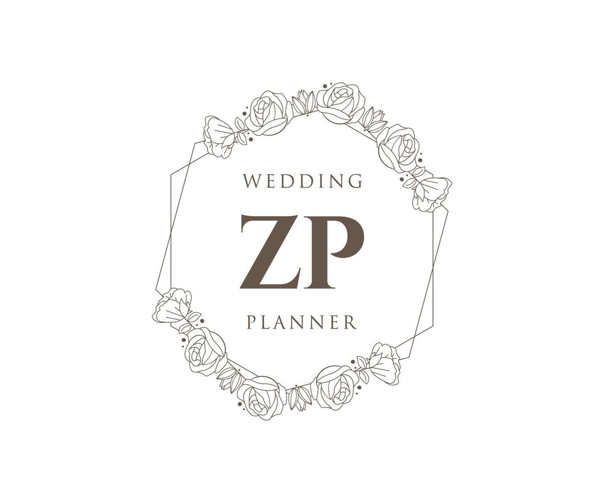 zp initialen brief bruiloft monogram logos verzameling, hand- getrokken modern minimalistisch en bloemen Sjablonen voor uitnodiging kaarten, opslaan de datum, elegant identiteit voor restaurant, boetiek, cafe in vector