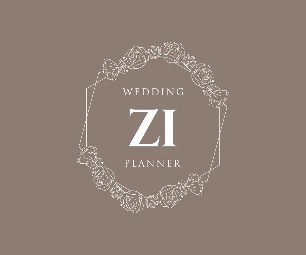 zi initialen brief bruiloft monogram logos verzameling, hand- getrokken modern minimalistisch en bloemen Sjablonen voor uitnodiging kaarten, opslaan de datum, elegant identiteit voor restaurant, boetiek, cafe in vector