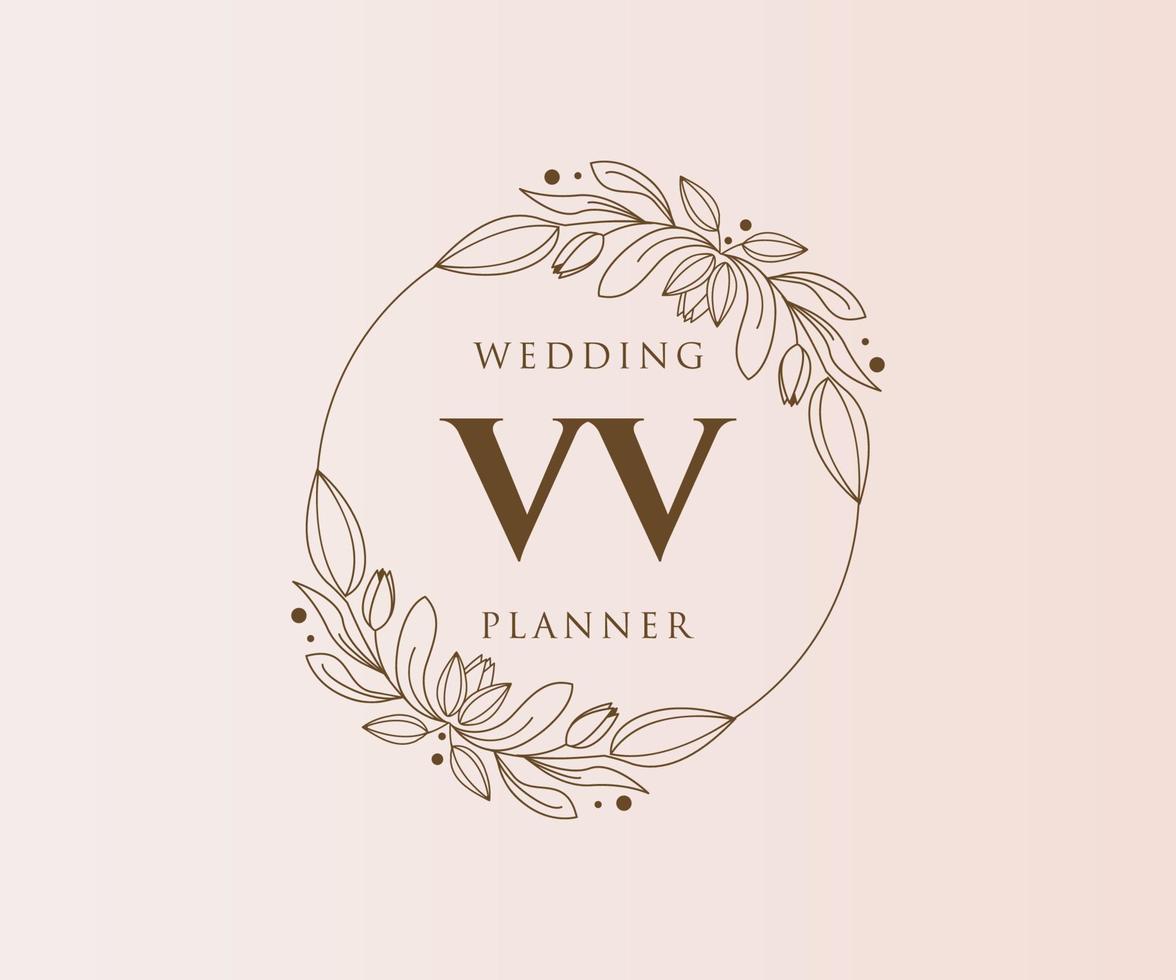 vv initialen brief bruiloft monogram logos verzameling, hand- getrokken modern minimalistisch en bloemen Sjablonen voor uitnodiging kaarten, opslaan de datum, elegant identiteit voor restaurant, boetiek, cafe in vector