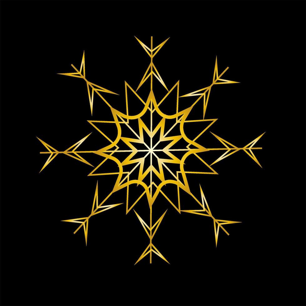 Kerstmis nieuw jaar gouden sneeuwvlok Aan zwart achtergrond vector