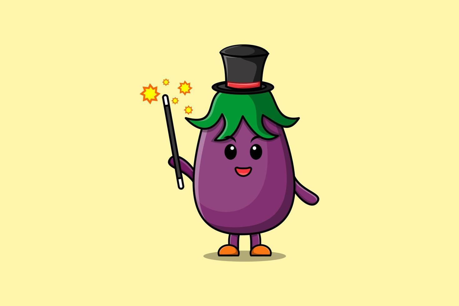 een prachtig slim schattig tekenfilm goochelaar aubergine vector