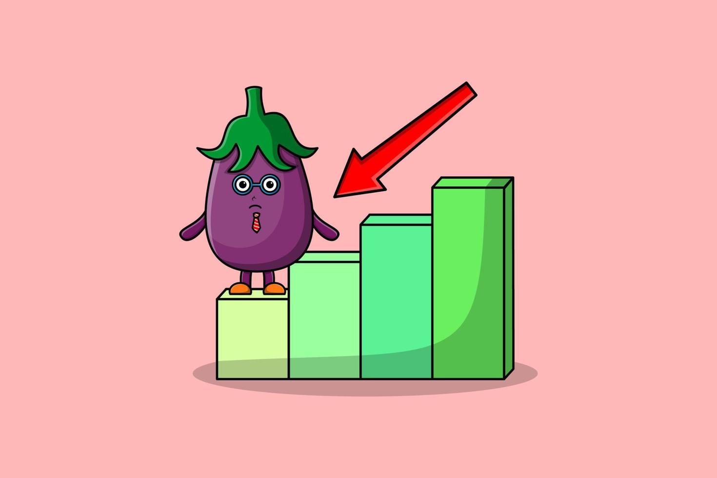 aubergine schattig zakenman met een inflatie tabel vector