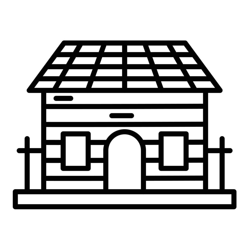 houten huis lijn icoon vector