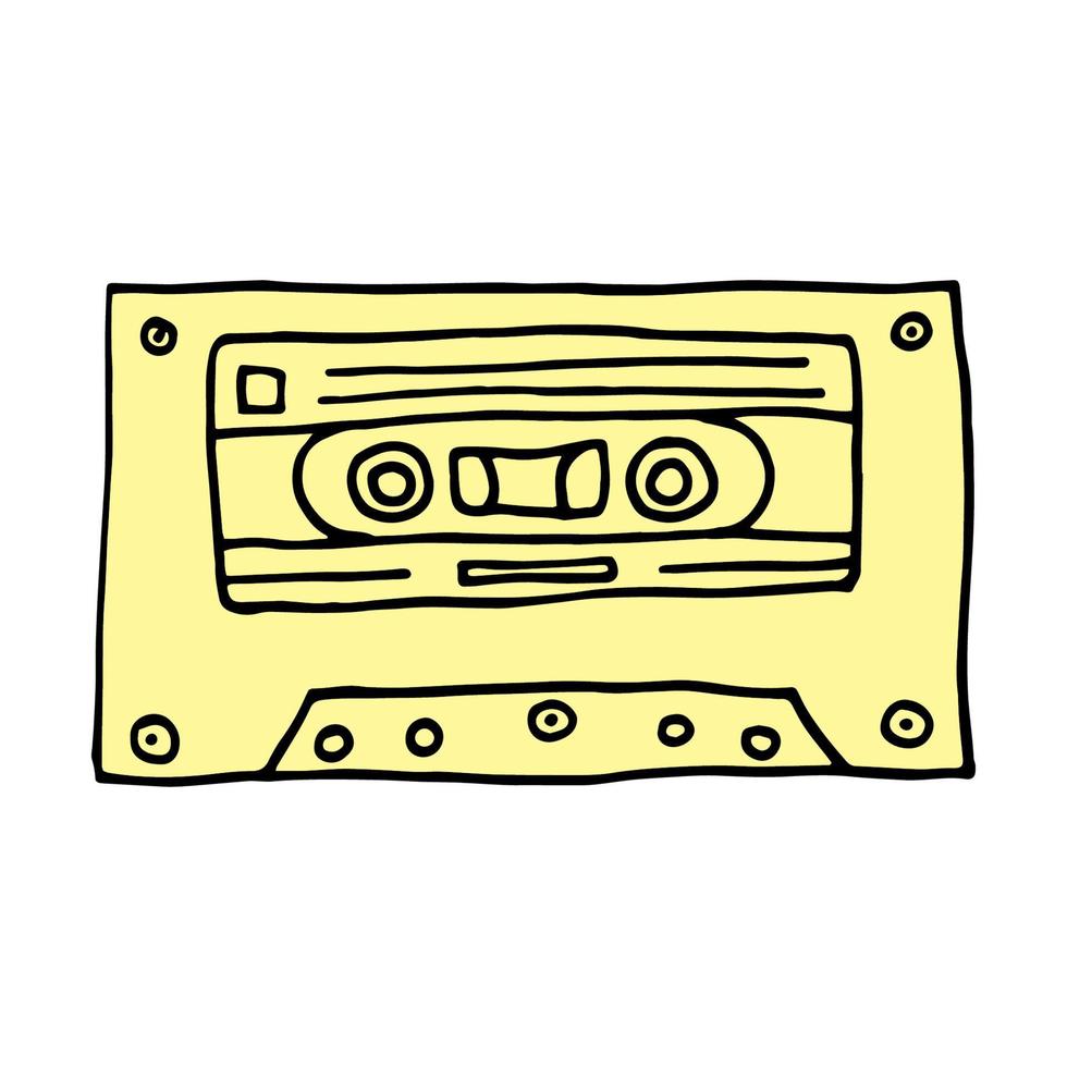 wijnoogst compact cassette - vector hand- getrokken schetsen. tekening tekening compact cassette