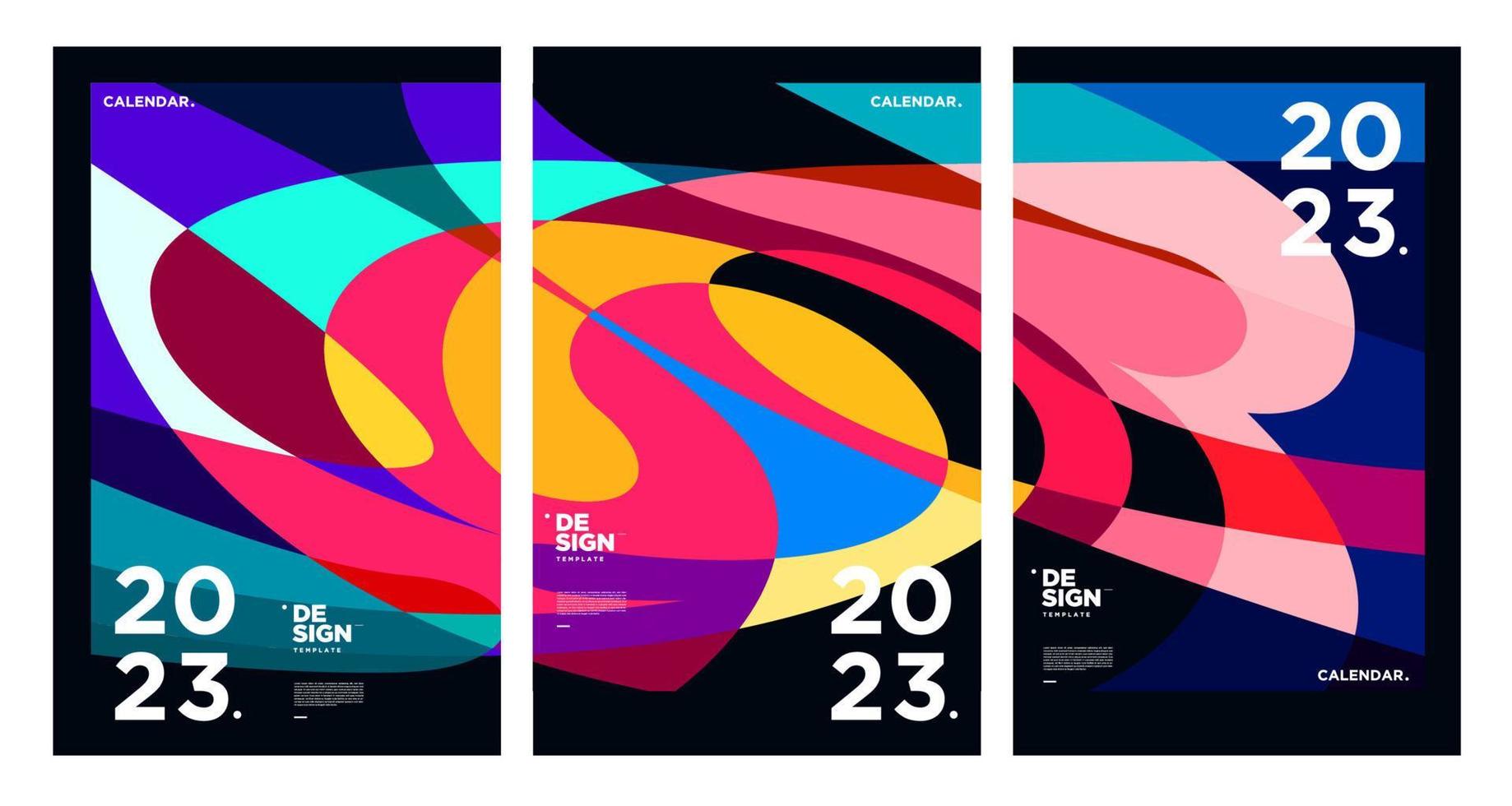 nieuw jaar 2023 kalender ontwerp sjabloon met meetkundig kleurrijk abstract. vector kalender ontwerp.