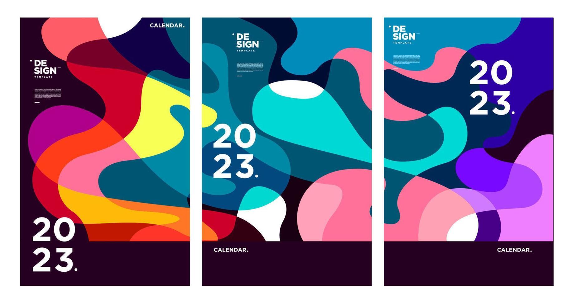 nieuw jaar 2023 kalender ontwerp sjabloon met meetkundig kleurrijk abstract. vector kalender ontwerp.