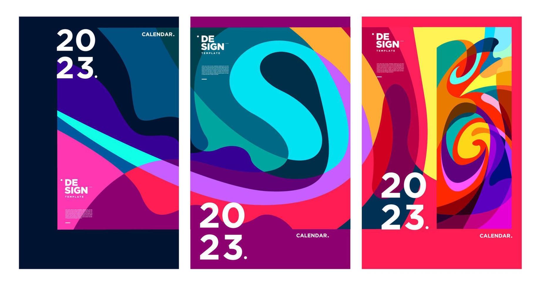 nieuw jaar 2023 kalender ontwerp sjabloon met meetkundig kleurrijk abstract. vector kalender ontwerp.