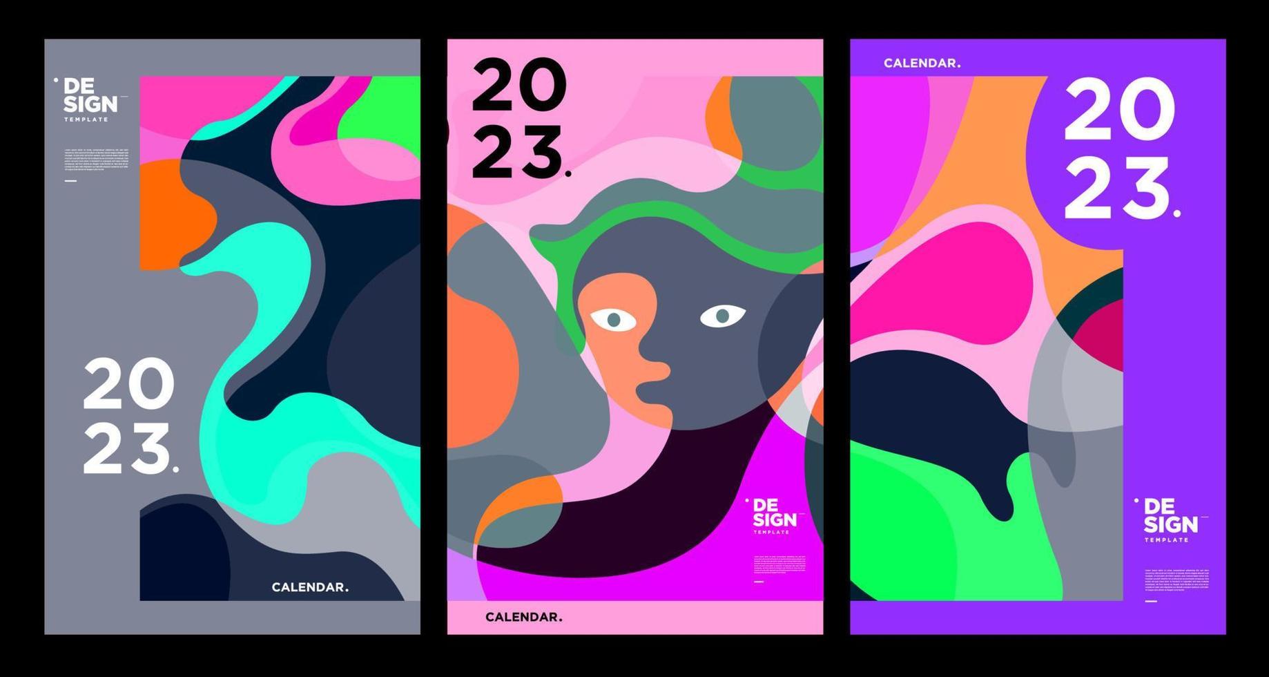 nieuw jaar 2023 kalender ontwerp sjabloon met meetkundig kleurrijk abstract. vector kalender ontwerp.