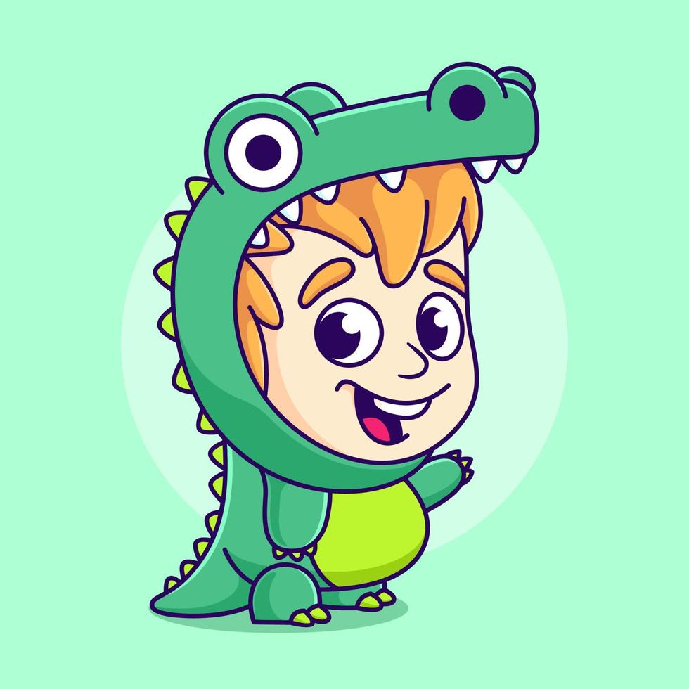 schattig kind vervelend krokodil kostuum vector