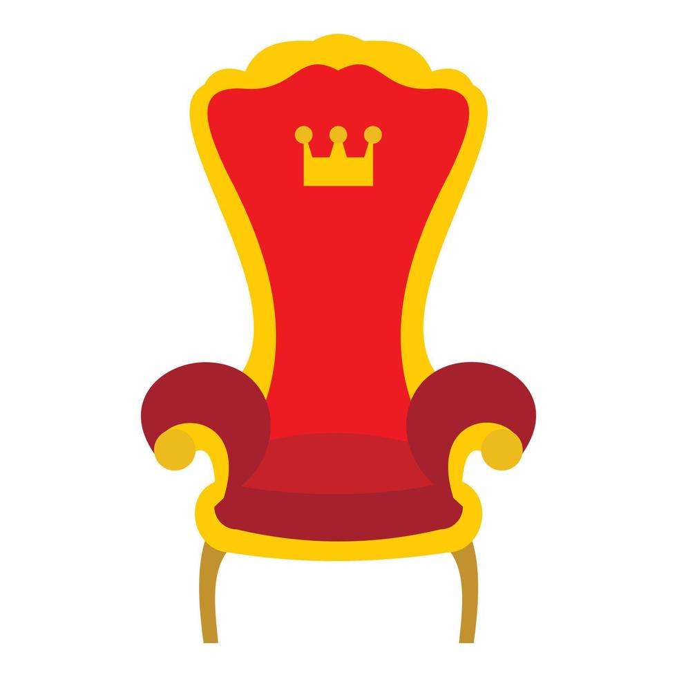 rood Koninklijk troon icoon, vlak stijl vector