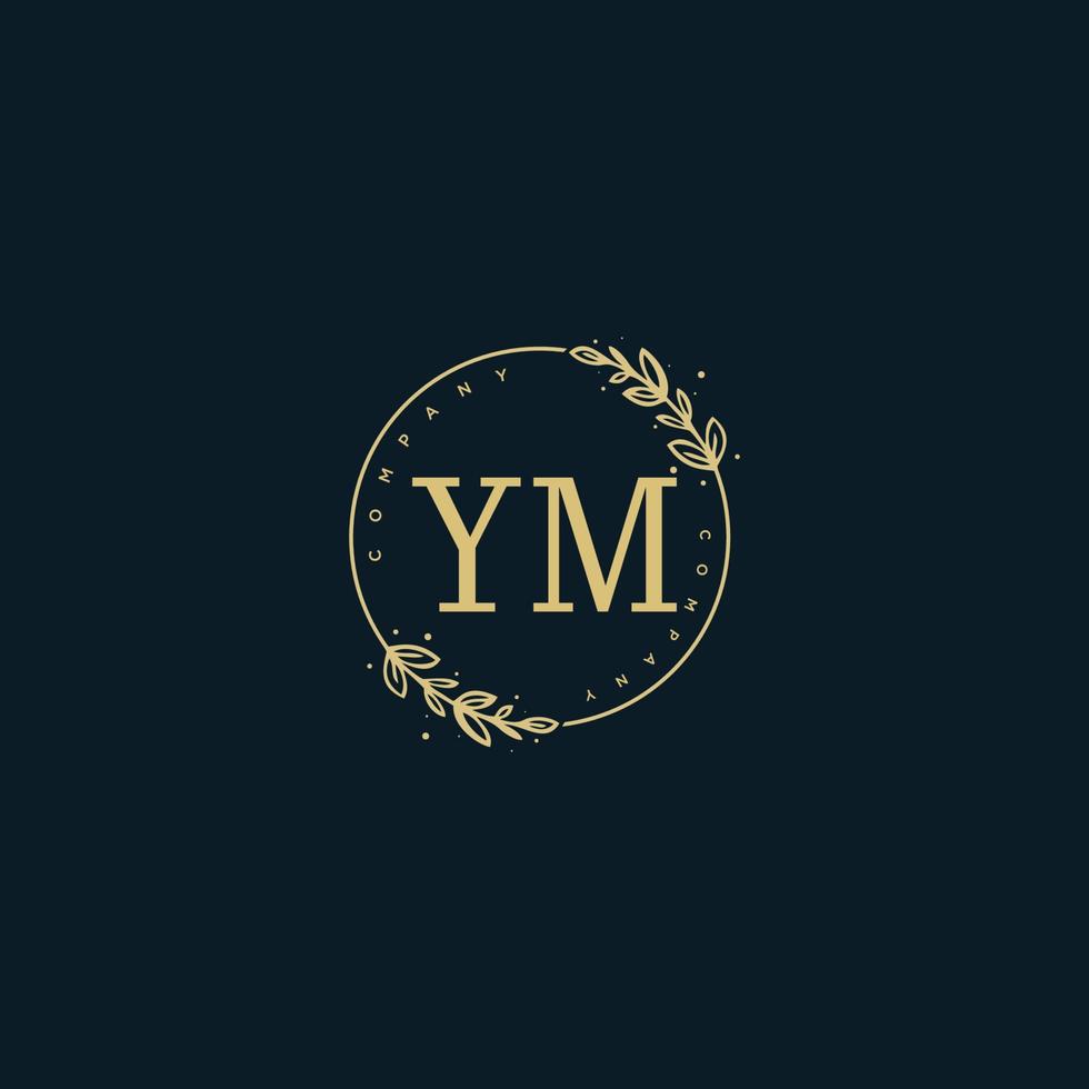 eerste ym schoonheid monogram en elegant logo ontwerp, handschrift logo van eerste handtekening, bruiloft, mode, bloemen en botanisch met creatief sjabloon. vector