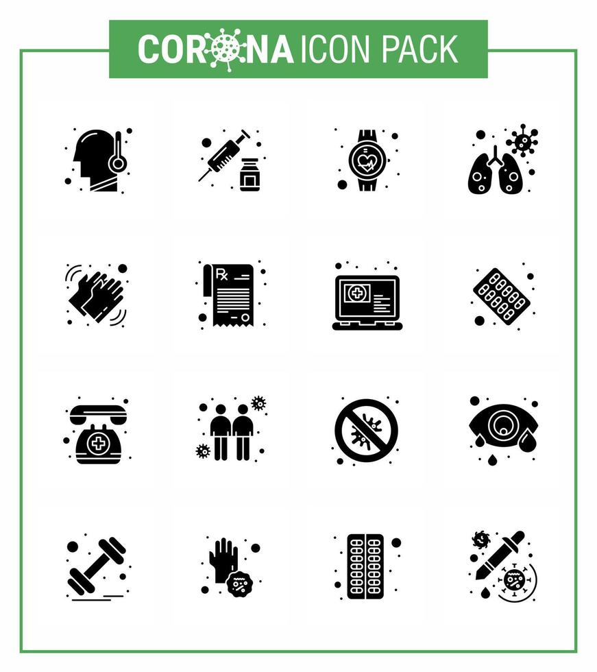 roman coronavirus 2019-nCoV 16 solide glyph zwart icoon pak medisch virus ritme geïnfecteerd slim kijk maar virale coronavirus 2019november ziekte vector ontwerp elementen