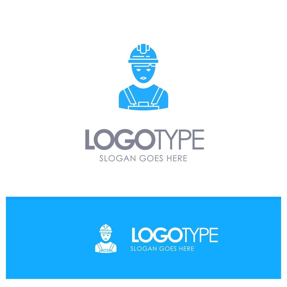 arbeider industrie avatar ingenieur leidinggevende blauw solide logo met plaats voor slogan vector