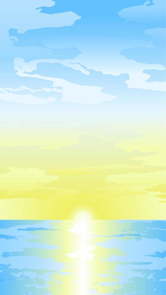 oceaan zonsopkomst of zonsondergang vector illustratie. helder geel zonneschijn over- de oceaan voor grafisch, behang, bronnen, bedrijf, ontwerp of decoratie. geel zonsondergang of zonsopkomst over- de zee vector