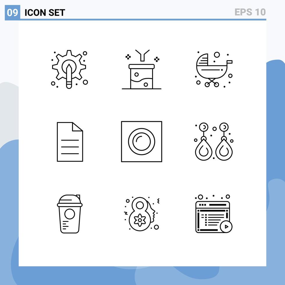 pak van 9 modern contouren tekens en symbolen voor web afdrukken media zo net zo gebruiker het dossier trechter trolley Duwen bewerkbare vector ontwerp elementen