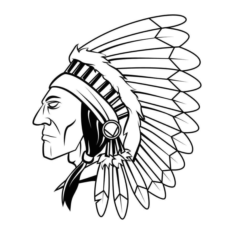 apache hoofd zwart en wit vector