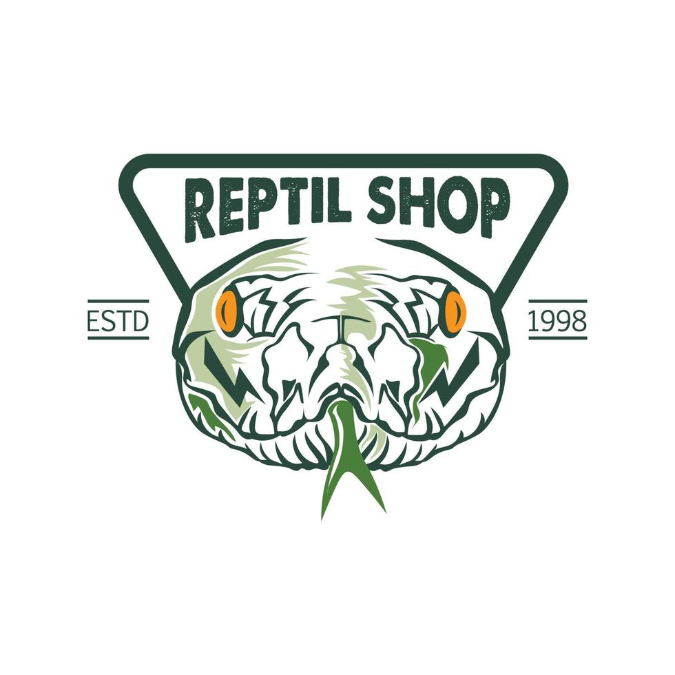 de giftig groen slang hoofd, mooi zo voor reptiel winkel logo en t overhemd ontwerp, ook reptil minnaar club logo vector