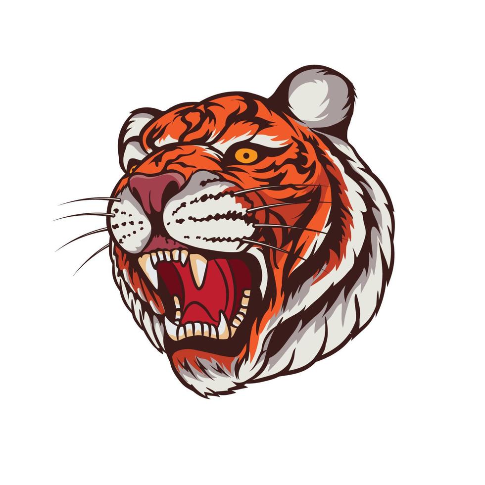 tijger gezicht vector illustratie ontwerp in oud school- tatoeëren stijl, perfect voor t-shirt ontwerp en mode merk logo
