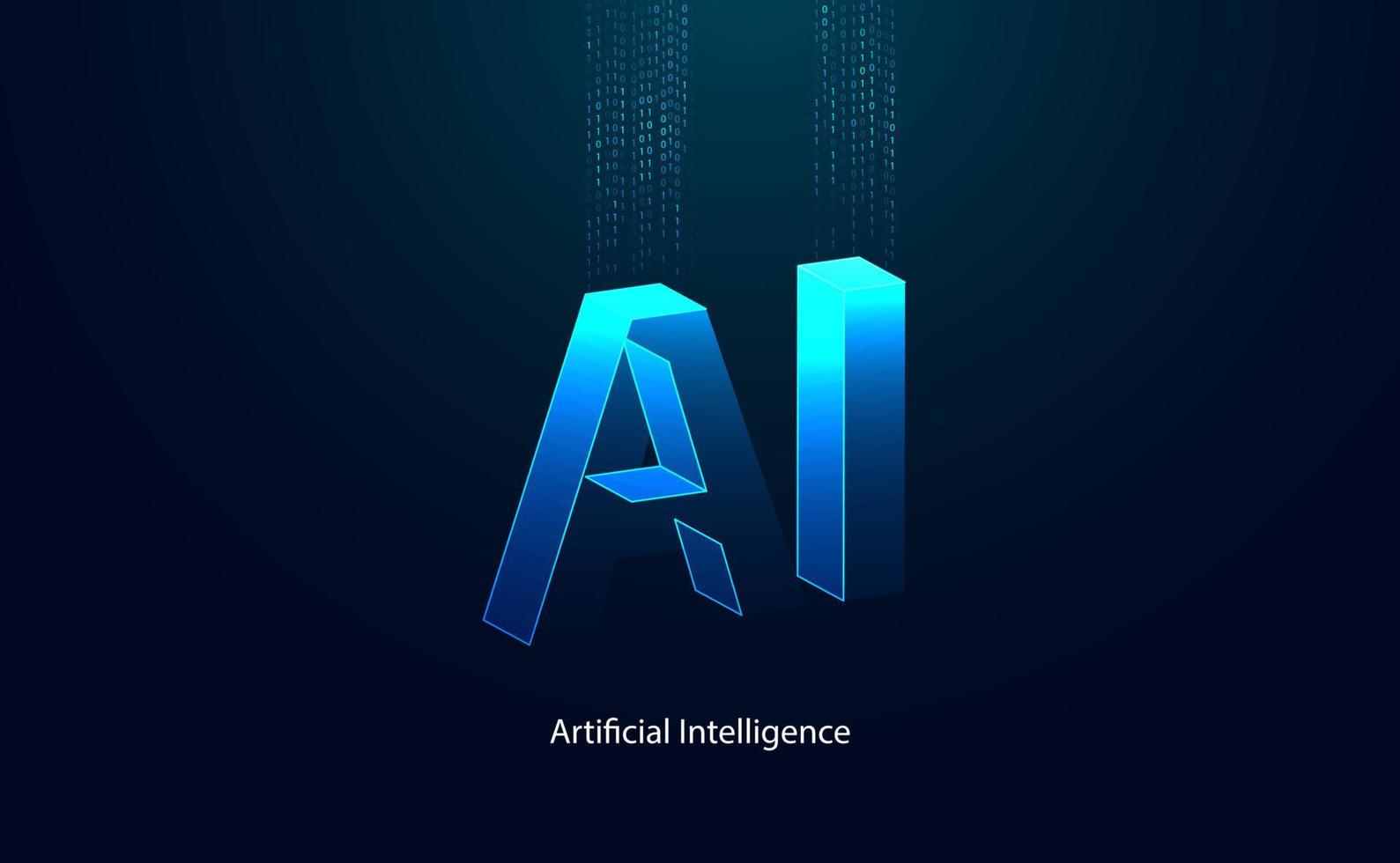 abstract kunstmatig intelligentie- Aan atomair en technologie achtergrond met computer binair systemen punt blauw. vector