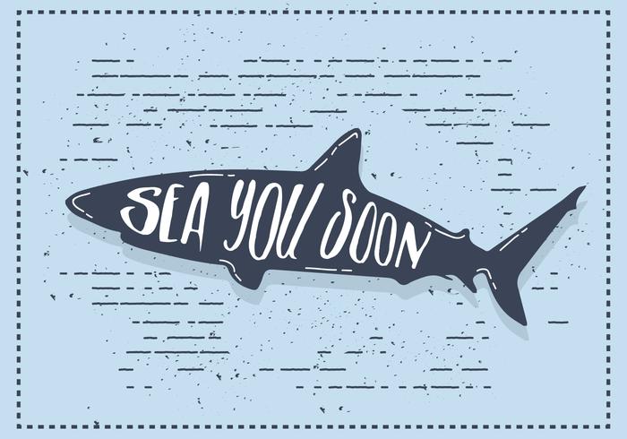 Gratis Vector Shark Silhouet Illustratie Met Typografie