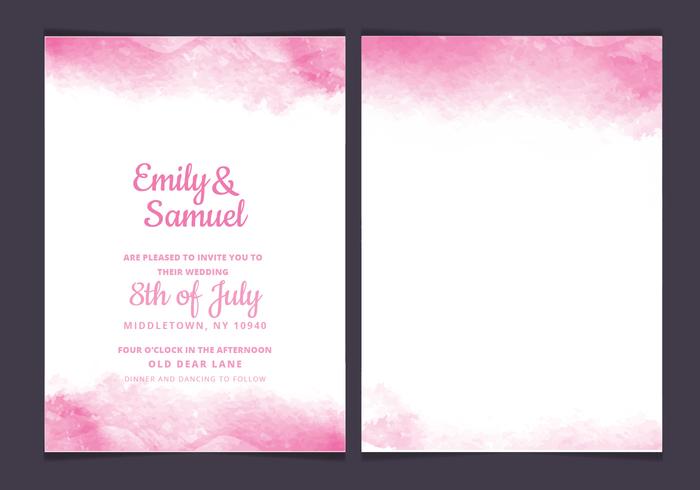 Vector Roze Delicate Watercolour Wedding Invitation