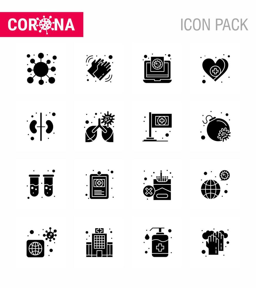 coronavirus 16 solide glyph zwart icoon reeks Aan de thema van corona epidemie bevat pictogrammen zo net zo medisch hart droog virus medisch virale coronavirus 2019november ziekte vector ontwerp elementen