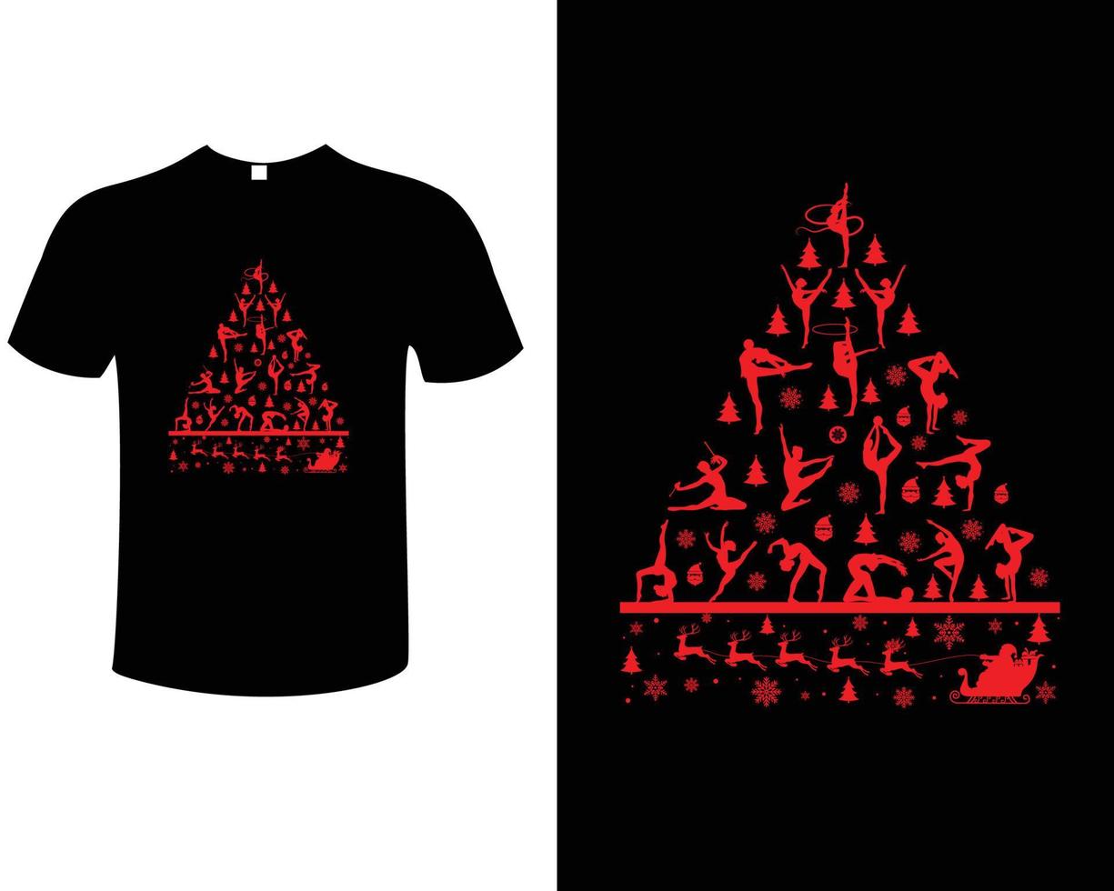 Kerstmis gymnastiek typografie wijnoogst t-shirt ontwerp vector illustratie sjabloon