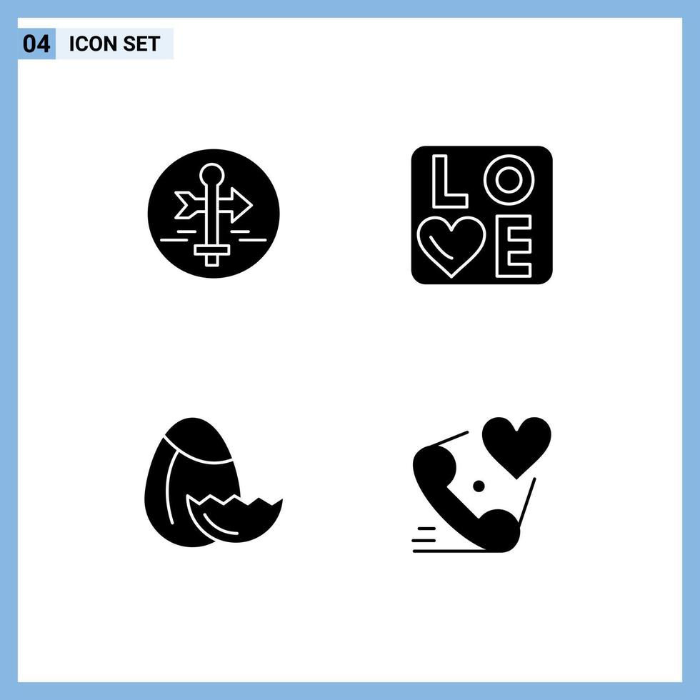 pictogram reeks van 4 gemakkelijk solide glyphs van bord ei kaart wijzer liefde Pasen bewerkbare vector ontwerp elementen
